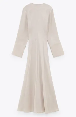Zara NWT Bloggers Fav Voluminous Cream Midi Dress thumbnail 4