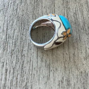David Sigal Sterling Silver Enamel ring Blue Size 6 thumbnail 5
