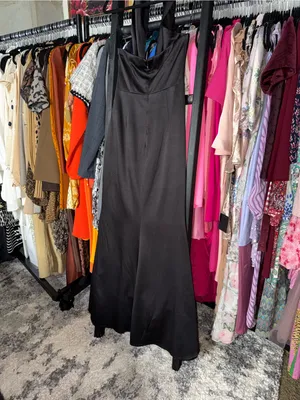 ELLIATT Brynn Black Satin Halter Cutout Maxi Gown Womens XS EUC thumbnail 16