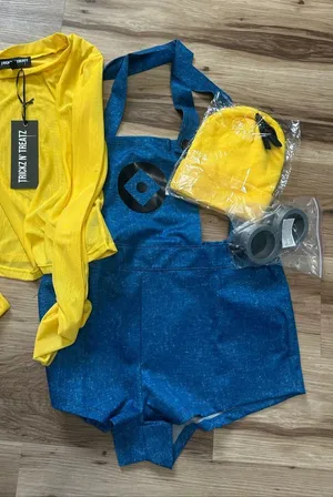Dolls Kill blue overalls playful henchmen XL minion Costume thumbnail 1