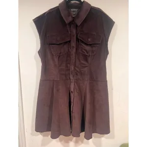 ELOQUII Women's Plus Size Corduroy Mini Dress in brown size 22 thumbnail 2