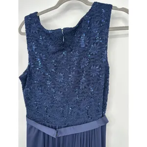 R&M Richards Gown 14 Navy‎ Blue Formal Sequin Lace Chiffon Maxi Evening Dress thumbnail 10