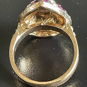 Water drop purple crystal CZ gold plated ring size 7.5 thumbnail 4