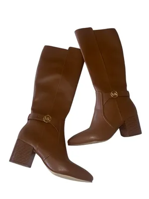 NEW Michael Kors Faux Leather Tall Riding Boot Logo SZ-11M Brown MK Logo thumbnail 7