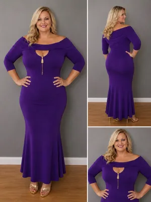 Royal Purple solid off the shoulder long dress. 1X/ PTP: 20 (40) - NWOT thumbnail 8