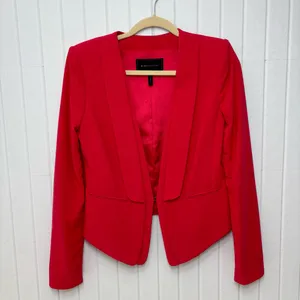 BCBGMaxAzria Bright Red Suit Jacket Sexy Tapered Crop Feminine‎ Size S thumbnail 2