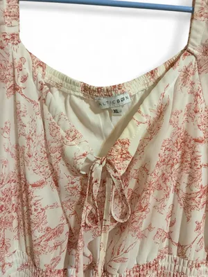Baltic Born Cream and Peach Floral Tiered Maxi Dress Sz XL thumbnail 5