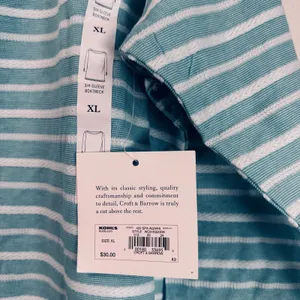 Croft & Barrow Aqua Blue White Striped Boatneck 3/4 Sleeve Top XL WC81K020RR thumbnail 4