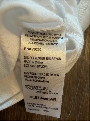 Emily in Paris Pajama Set 2X White Purple EUC thumbnail 7