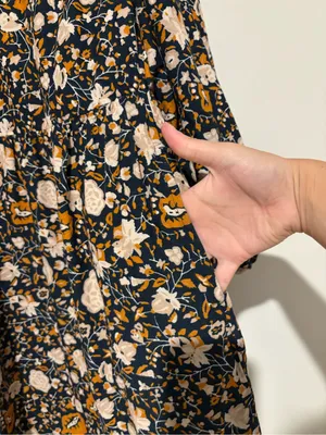 Universal thread long sleeve floral midi dress‎ blue orange size medium thumbnail 7