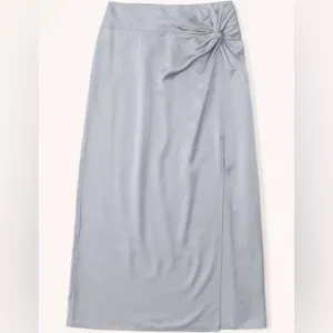 Abercrombie & Fitch Knotted Elevated Satin Midi Skirt‎ thumbnail 4