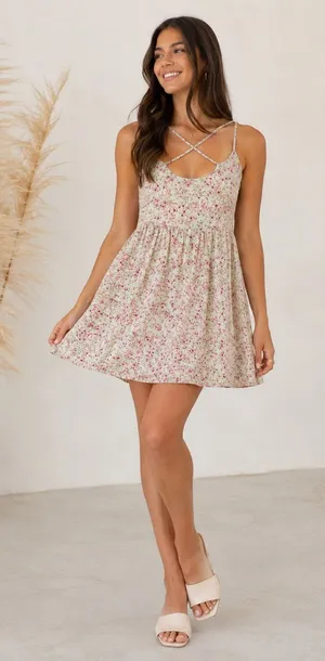 Altar’d State Floral Strappy Mini Dress thumbnail 1