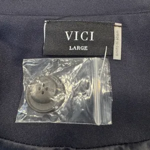 Vici Navy Blue Single Button Relaxed Blazer Size L Longline Old Money Minimalist thumbnail 6