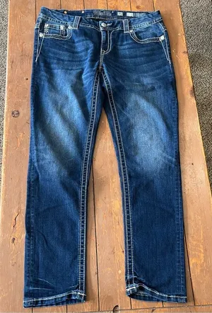 Miss Me Women’s Mid Rise Easy Skinny Embellished Pockets Y2K Jeans thumbnail 1