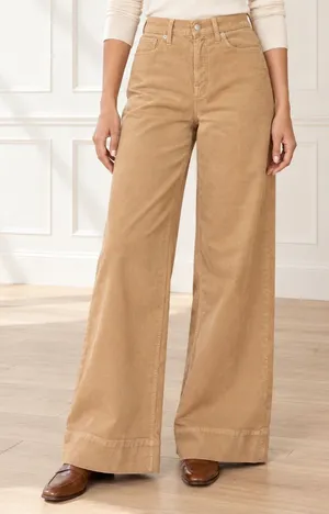 J. Crew Tall Wide Leg Corduroy Pants 26T Tan High Rise Trouser Jeans Stretch thumbnail 1