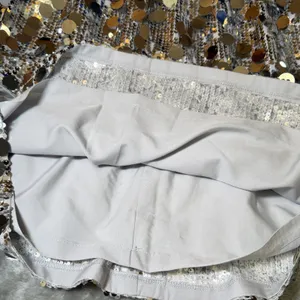 New Dwirapal Womens Size XL Silver Disc Sequin Mini Skirt Elastic Waist Party thumbnail 7
