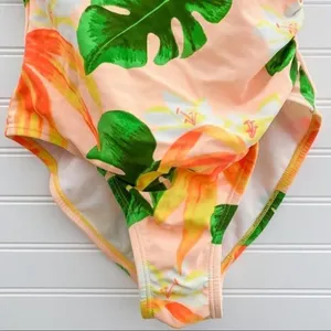 Swimsuit‎ Size 6 Green Palm Tree Print Surplice V Neck One Piece Tropical Beach thumbnail 3