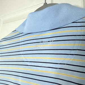 Greg Norman Polo Shirt Light Blue and Yellow Stripes ML75 Microlux Play Dry (M) thumbnail 8