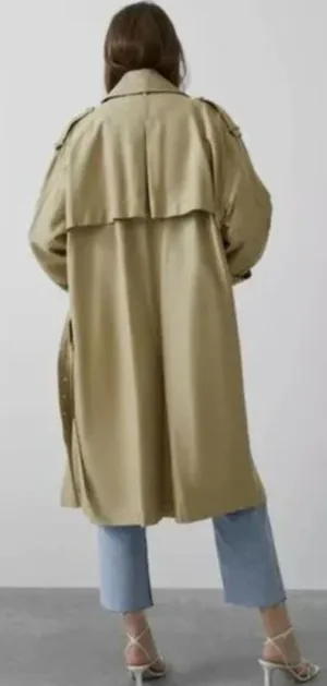 NWT Zara Oversized Trench Coat Belted Double Breasted Bloggers Fav S/M thumbnail 2