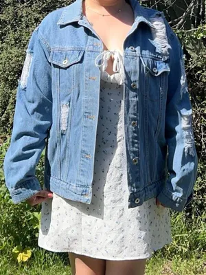 Love Tree blue denim distressed jacket thumbnail 1