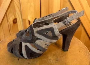 Sofft Women's Sandal Size 6 Block Heel Caged Brown Leather Slingback thumbnail 1
