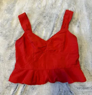 American Eagle Outfitters Red Peplum Crop Top thumbnail 1