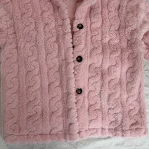 Women's Pink Sherpa Fleece Style Long Sleeve Lounge Bed Jacket Size M #260395 thumbnail 2