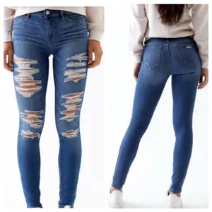PacSun Perfect Fit Medium Indigo Wash Distressed/ Destroyed Jeggings Size 25 thumbnail 2