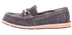 Ariat Womens Cruiser Grey Suede Moccasin Loafers Metal Horse Bit Detail 6.5 B thumbnail 1