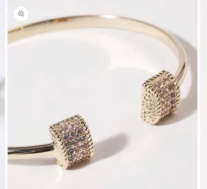 Bar Edge Gold Plated Cuff Bangle Bracelet thumbnail 3