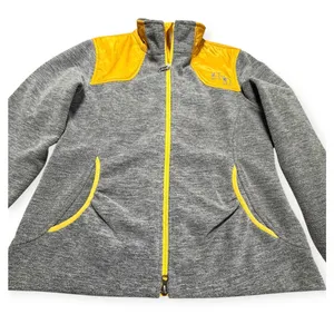Harley-Davidson Womens Gray Fleece Yellow Quilted Shoulder Zip Jacket Medium thumbnail 4