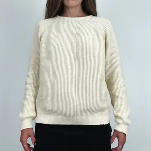 Vintage Raglan Crewneck Pullover Knit Sweater in Cream | Size M thumbnail 7