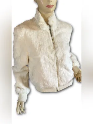 Vintage 1990'S Wilsons Leather Maxima White Rabbit Fur Bomber Jacket (M) thumbnail 8