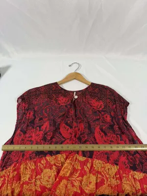 Free People Women Cotton Top Red Gotta Have You Tunic Floral Oversized M thumbnail 3