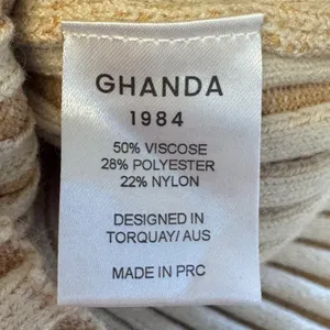 Ghanda Boutique Ribbed Knit Mini Dress Tan Cream Striped Bodycon Sleeveless Sm thumbnail 8