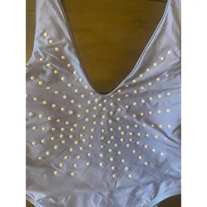 Womens Gianni Bini Purple Pearl Detail Front‎ Cheeky One Piece Size Medium thumbnail 2