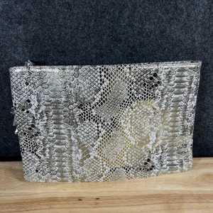Channing Snakeskin Embossed Tassel Clutch Bag Metallic Gold Cream 12x8 thumbnail 5