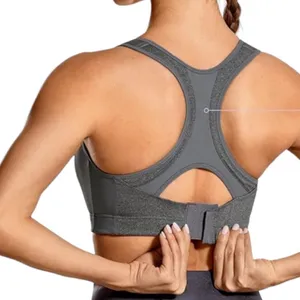 SYROKAN Womens Sports Bra Size 32C Gray Adjustable High Impact Support Padded thumbnail 2