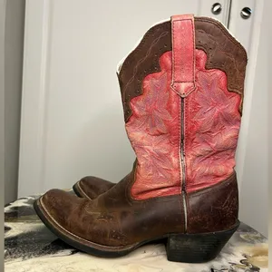 Tony Lama Pink Brown Leather Western Boots thumbnail 2