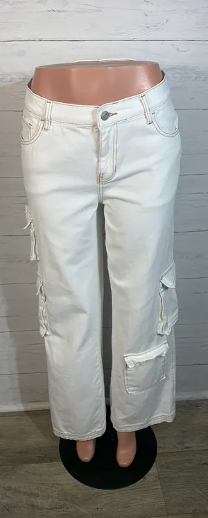 PacSun 90's baggy cargo jeans size 28 ivory womens thumbnail 1