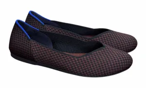 Rothy's Women's Burgundy and Black Knit Ballet Flat with Blue Trim Size 5.5 thumbnail 1