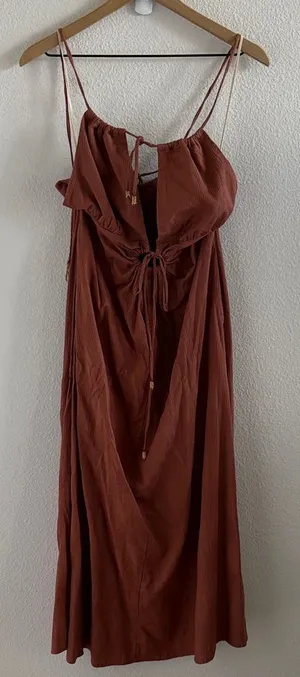 Free People Boho Elegant Rust Brown Dress Medium thumbnail 1