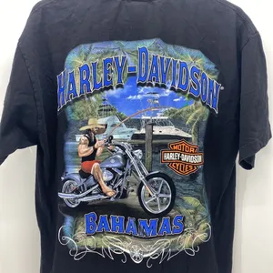 Harley Davidson Bahamas black graphic T-shirt Americana biker festival thumbnail 7