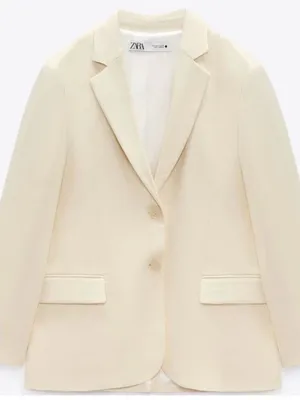 ZARA Cream Two-Button Tailored Blazer thumbnail 1