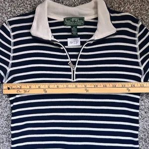 Lauren Ralph Lauren Active Navy White Stripe Sweater XS 100% Cotton thumbnail 5