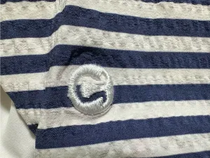 Lululemon Seersucker High-Neck Long-Line Swim Womens Navy Top Sz Small thumbnail 5