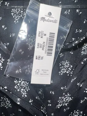 Madewell NWT Floral Button Up Blouse Black Long Sleeve Top Medium‎ thumbnail 9