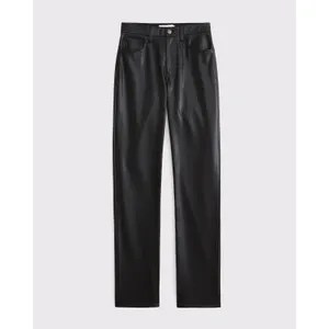 Abercrombie & Fitch 90s Straight Ultra High Rise Vegan Leather Pants Black 27 thumbnail 2