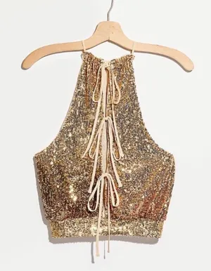 Free People Sequins Cropped Top thumbnail 1