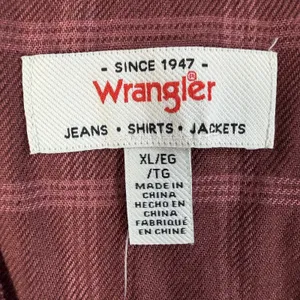Wrangler Women's XL Burgundy Plaid Pleated V-Neck 3/4 Sleeve Peasant Blouse Top thumbnail 5